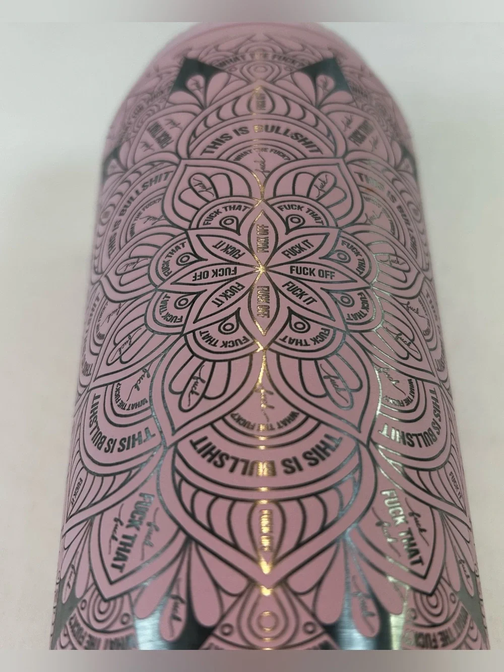 Tal 32 oz Insulated Pink Mandala Tumbler Hidden Swear Words Humor unique